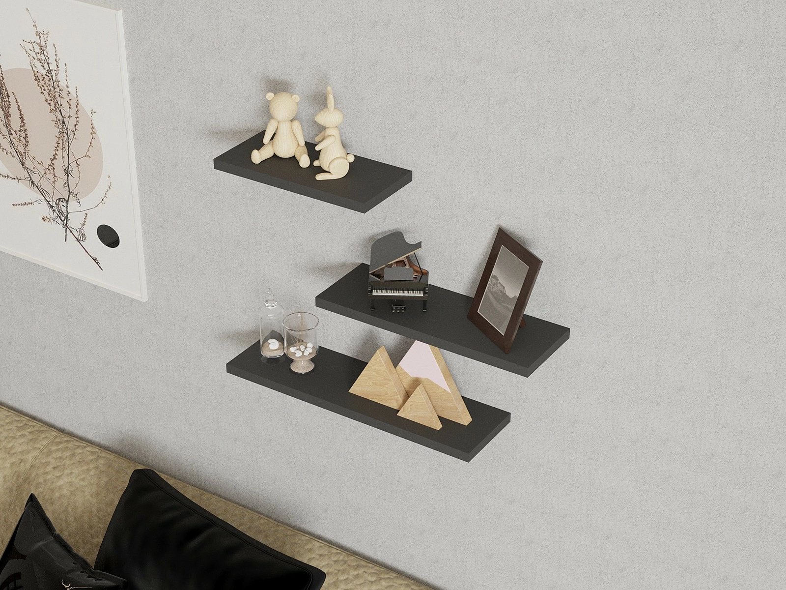 Raft muri Leila, ngjyrë antracit, Hanah Home