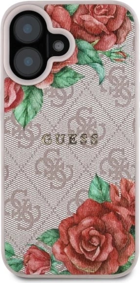 Mbështjellës Guess GUHMP16SP4ROPEMCP për iPhone 16 6.1", hardcase, MagSafe, rozë