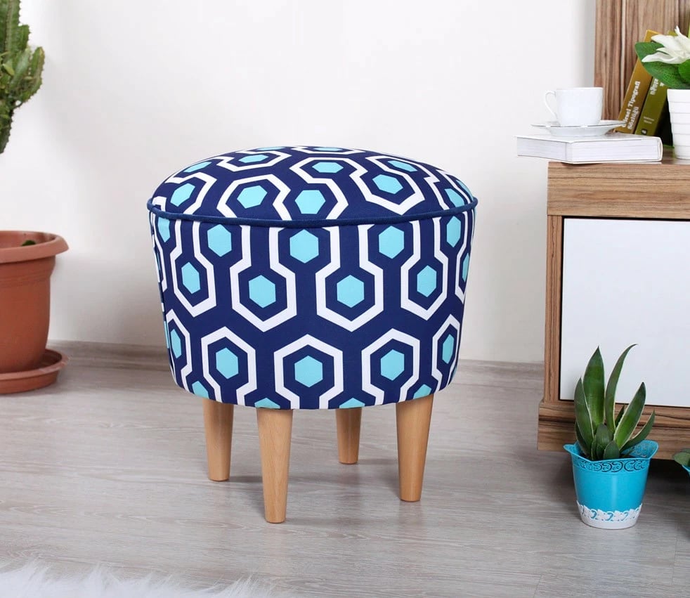 Puf Atelier del Sofa, Sky v2, blu e bardhë