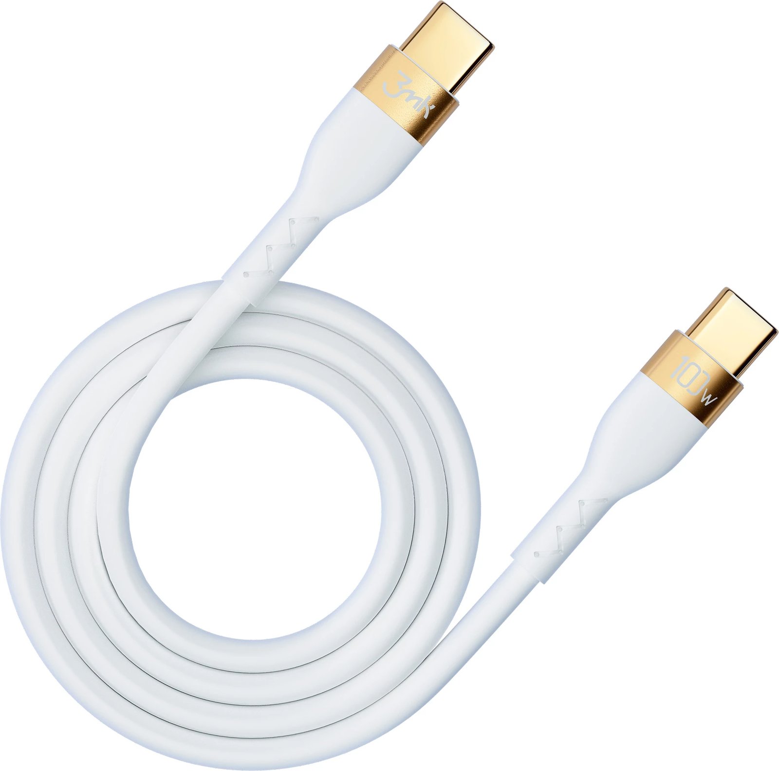 Kabllo USB-C në USB-C 3mk Hyper Silicone Cable, 2m, 100W, e bardhë Kabllo USB-C në USB-C 3mk Hyper Silicone Cable, 2m, 100W, e bardhë