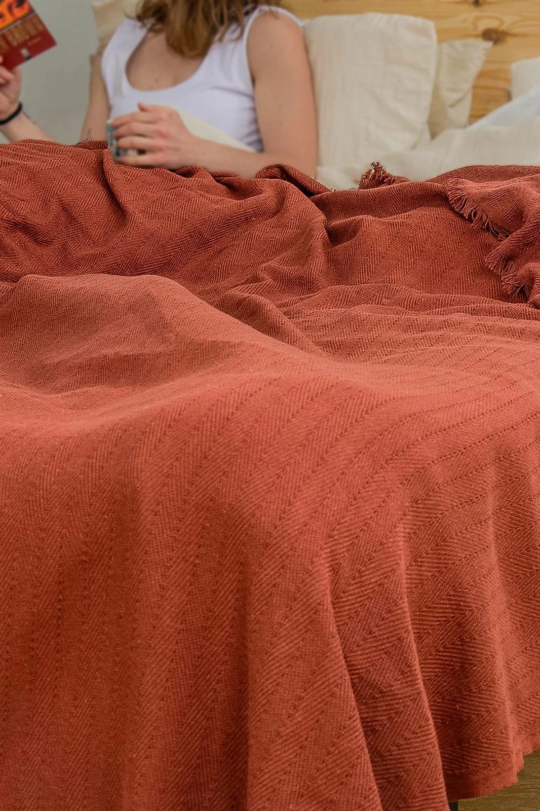 Batanije Double Pique, ngjyrë e kuqe tjegulle, Marla, 220x240cm