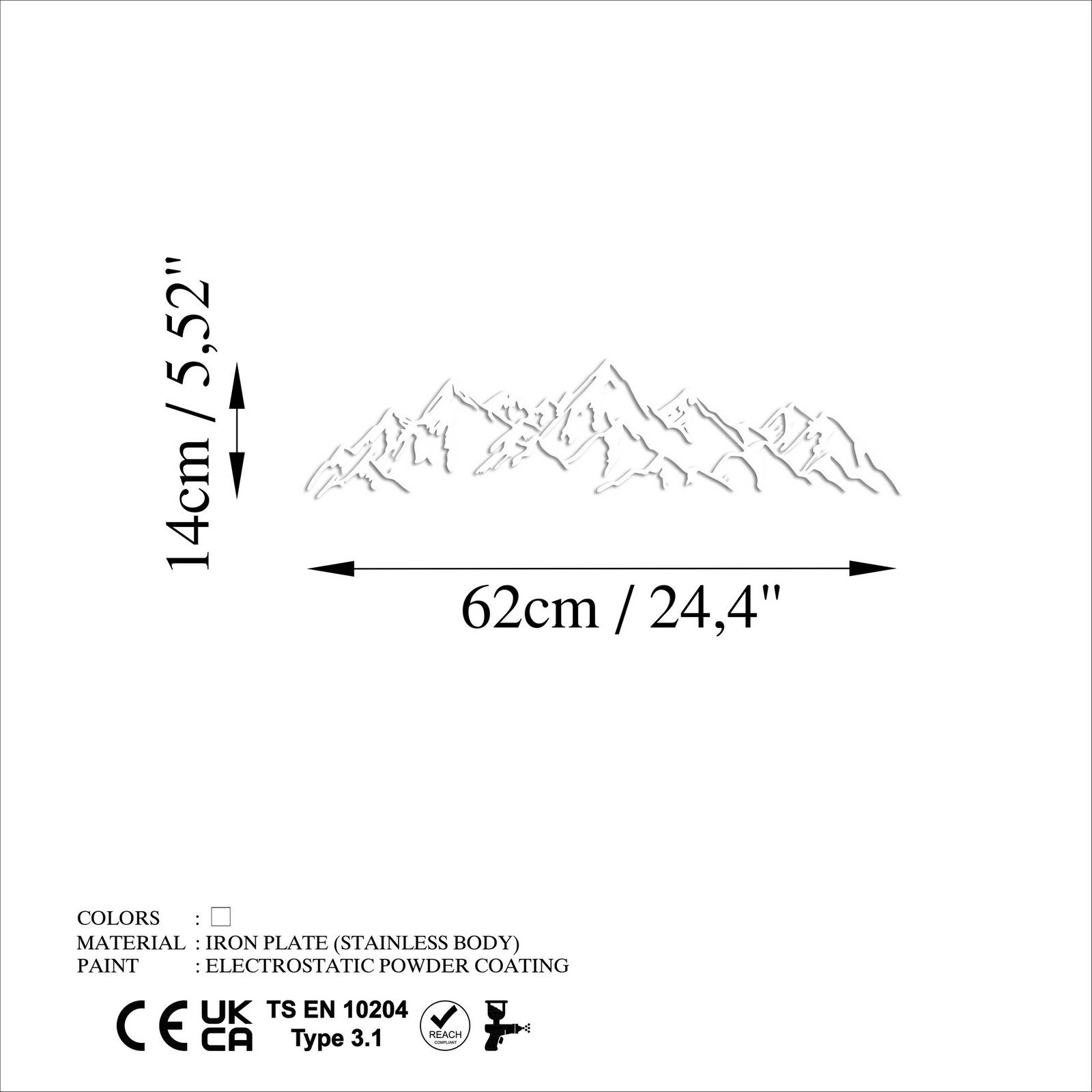 Aksesor dekorativ metalik për mur, pamje mali, Wallity, Mountain View - 2