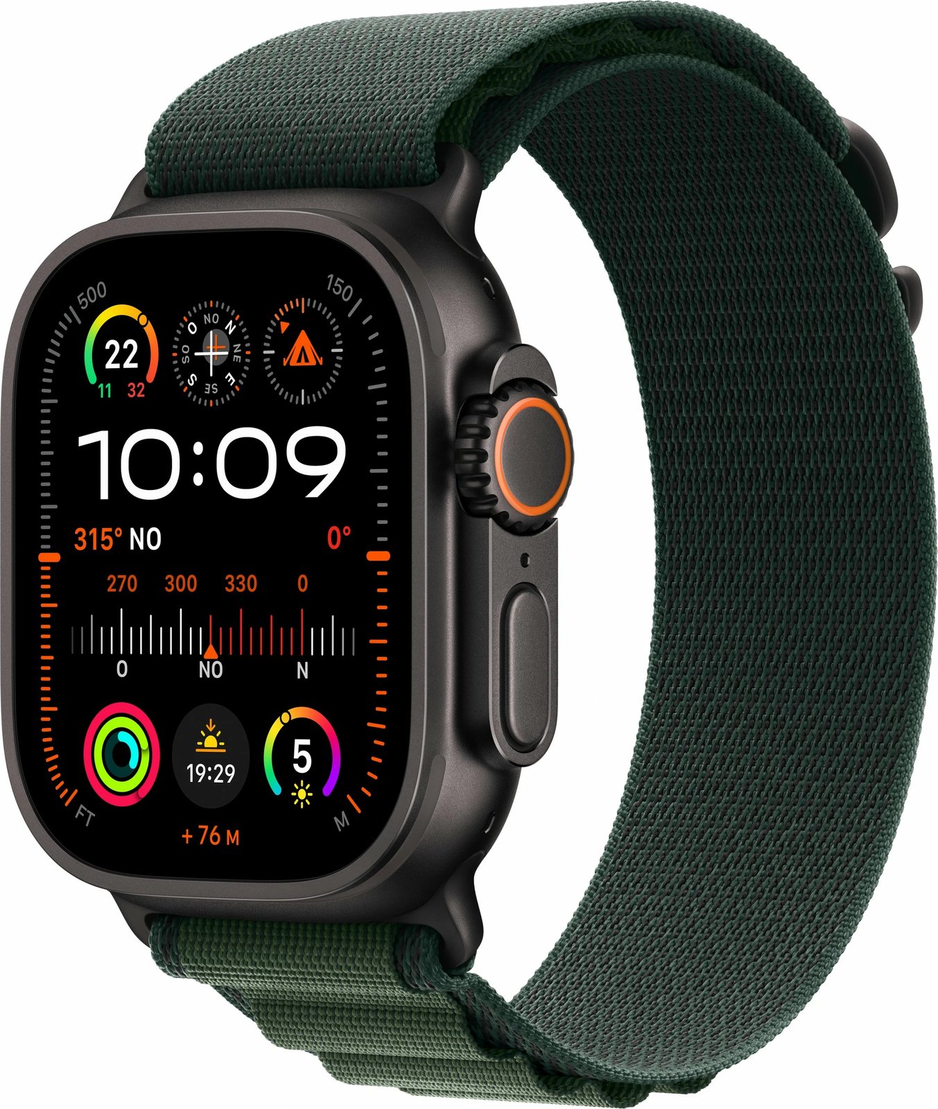 Smartwatch Apple Watch Ultra 2 GPS + Cellular 49mm, 64 GB, Titanium i zi, Rripa Jeshil
