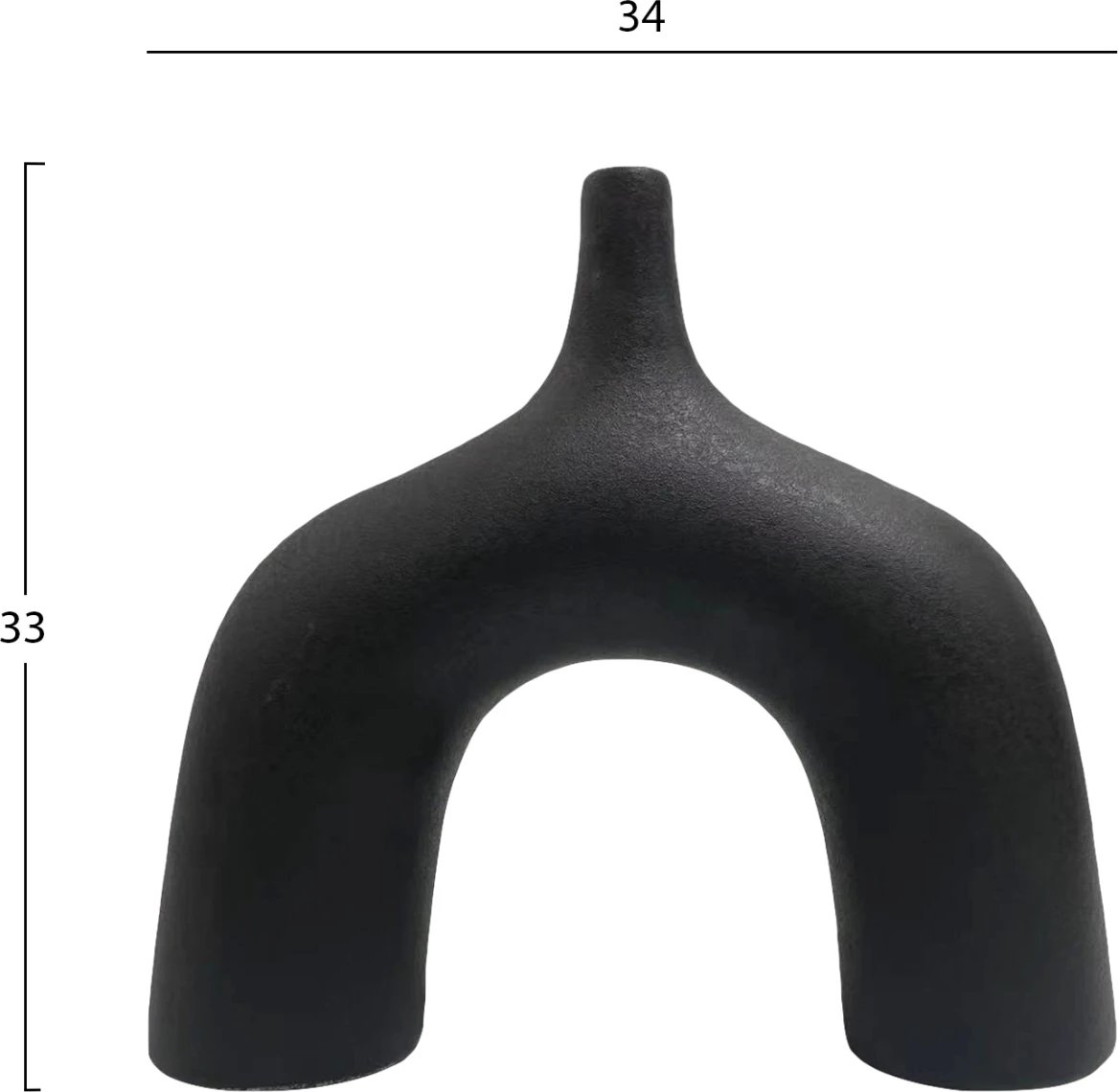 Dekor tavoline prej qeramike, seri ISIL, FH4601.02, ngjyrë e zezë mat, 34x10x33 cm