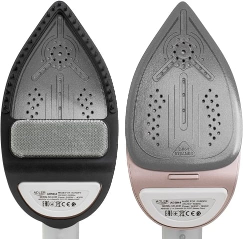 Hekur me avull 2 në 1, Adler AD 5044, 1800W, 180 ml, ngrohje 20 s, pllakë qeramike, LED, përdorim horizontal/vertikal, e bardhë/ari