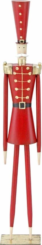 Dekoratë Krishtlindjesh ushtar prej metali, e kuqe, ari, e zezë, 15x9x90cm