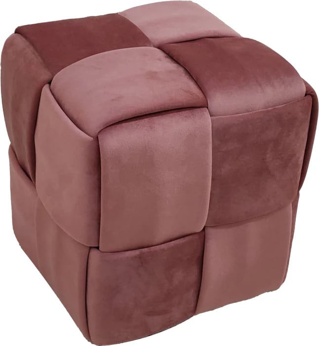 Tabure Jisko, kadife ngjyrë mollë e kalbur, 38x38x40cm
