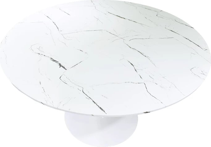 Tavolinë Balou, MDF, pamje mermeri, e bardhë, D120x76cm