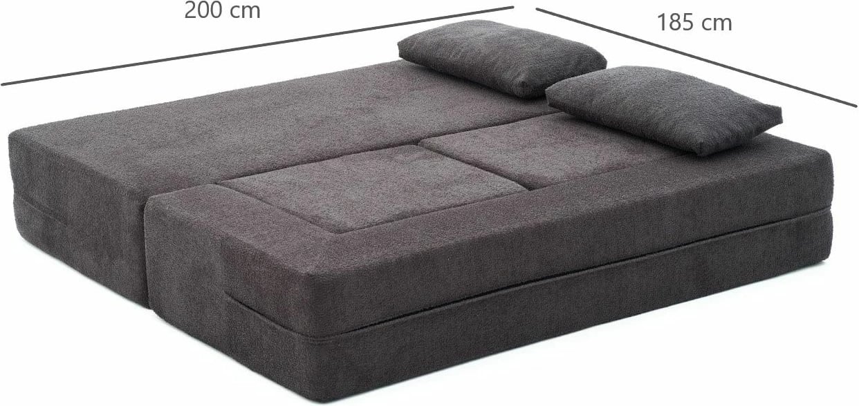 Divan-krevat dy ulëshe, ngjyrë antracit, Atelier del Sofa, me 2 pouffe
