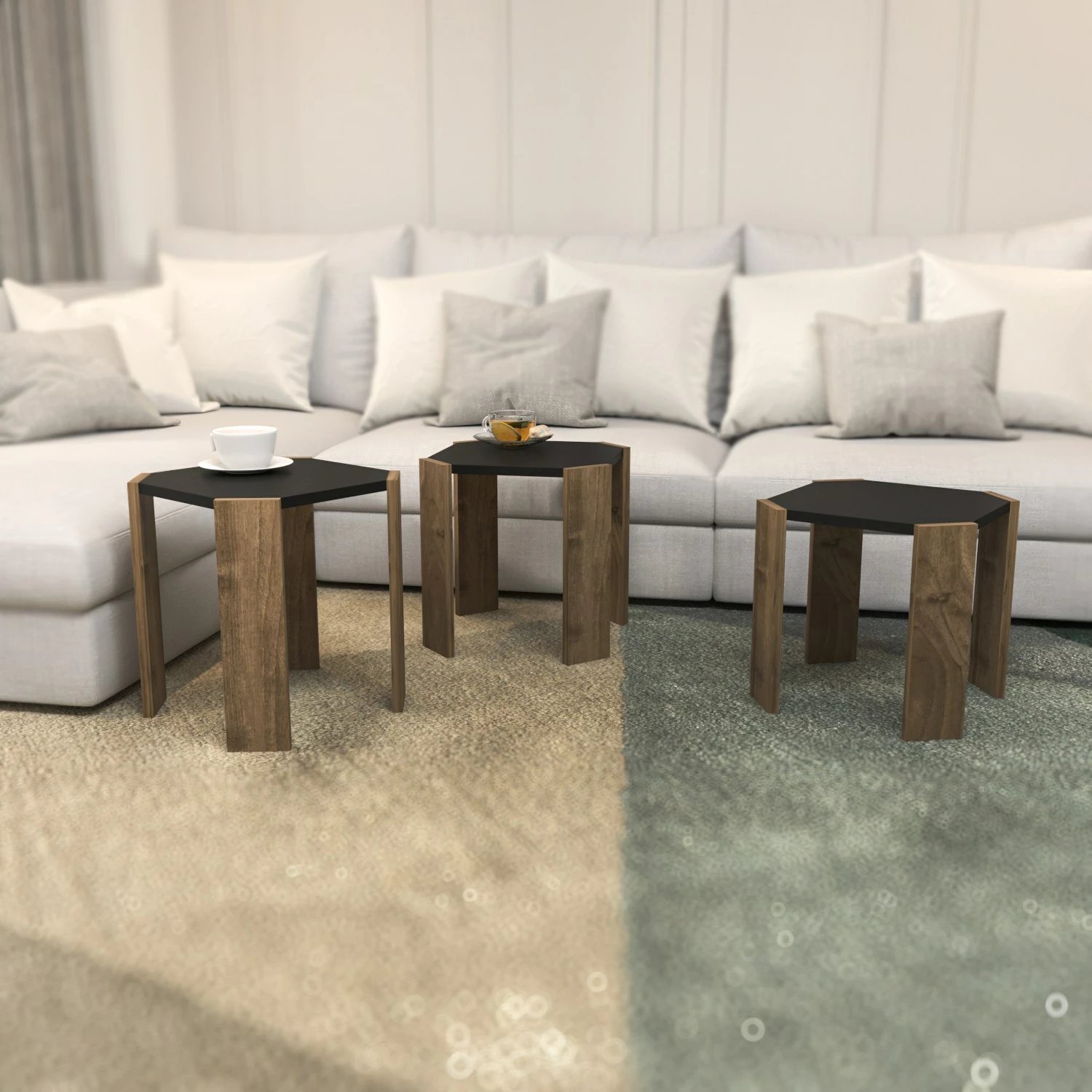 Tavolinë kafeje Hanah Home, Lori, anthracite dhe walnut