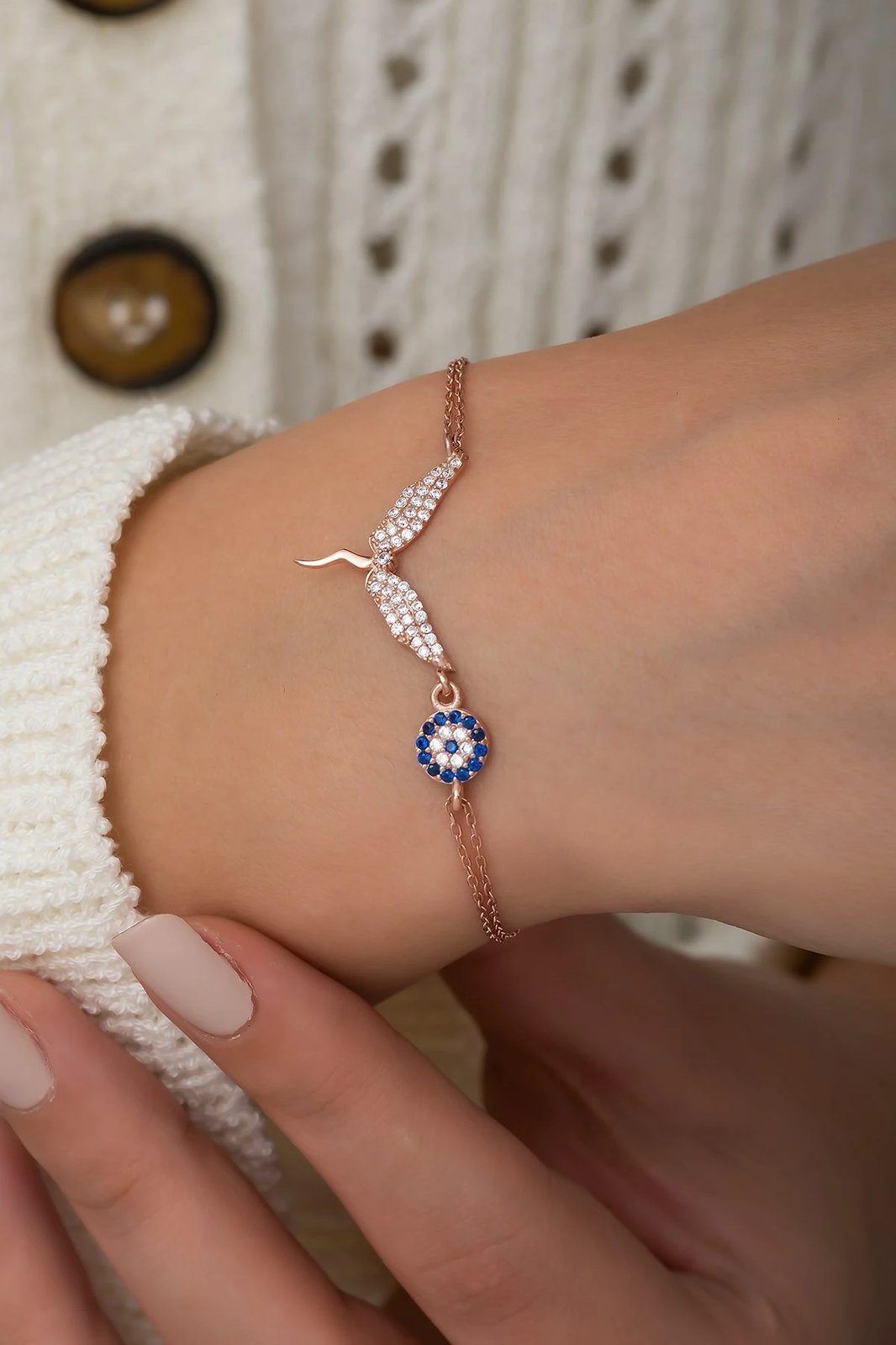 Byzylyk argjendi Jumeon, ngjyrë rozë e artë, kaltër e bardhë, TRDYL400