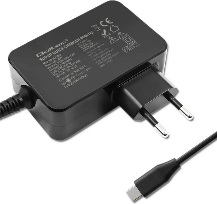 Karikues muri Qoltec GaN Power Pro 52387, 90W, 1x USB-C, i zi