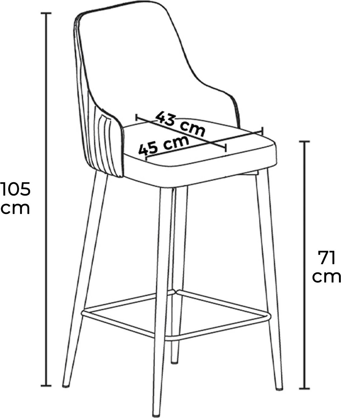 Karrige për bar, set prej 6 copësh, Hanah Home Enox, gri, e zezë