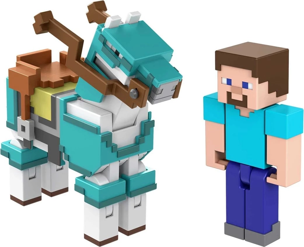 Figura Minecraft Steve dhe Kali i Armatosur, plastikë, shumëngjyrëshe