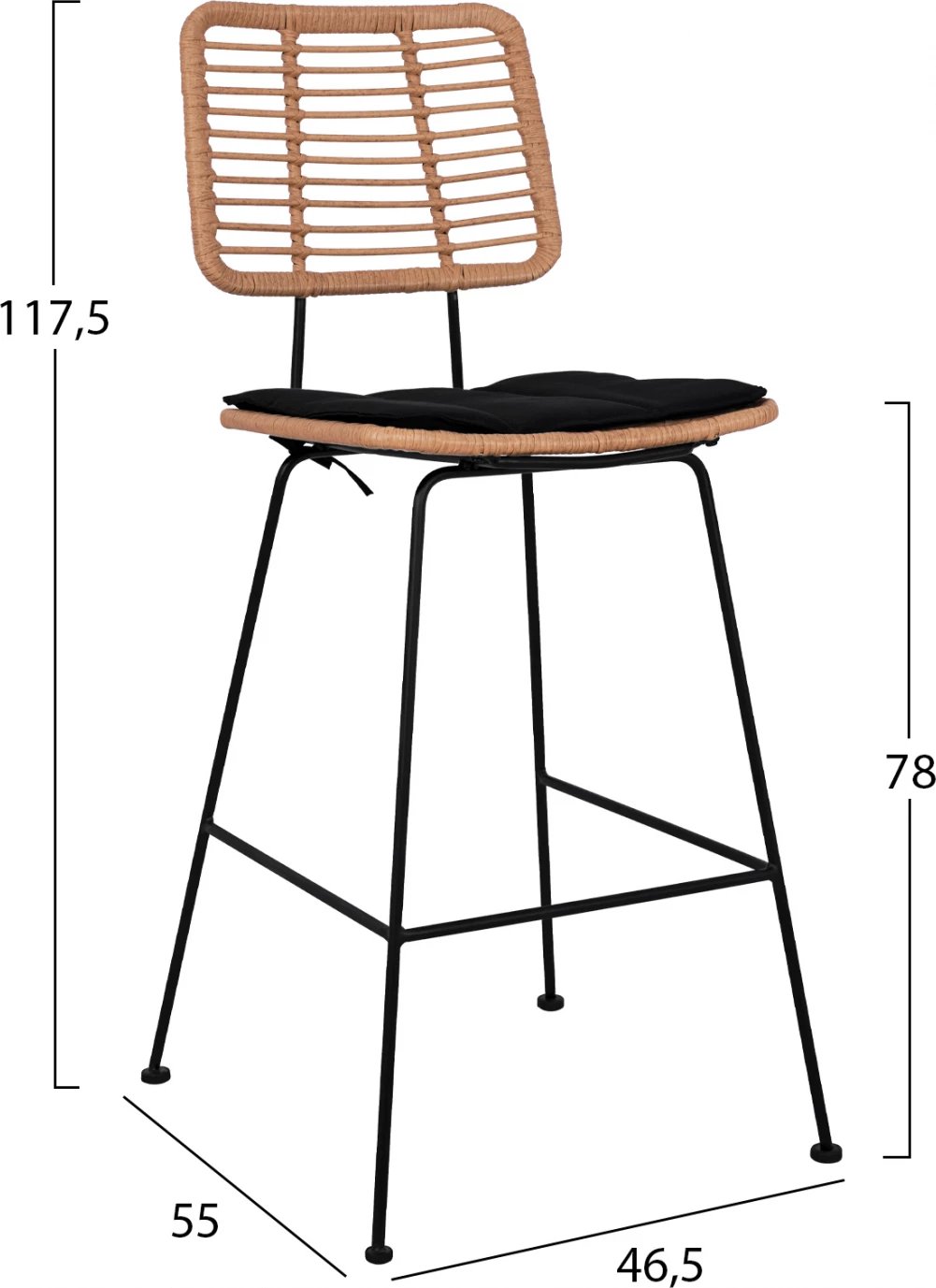 Karrige për bar me jastëk Allegra FH5455 me thurje në ngjyrë bezhë 46,5x55x117,5 cm