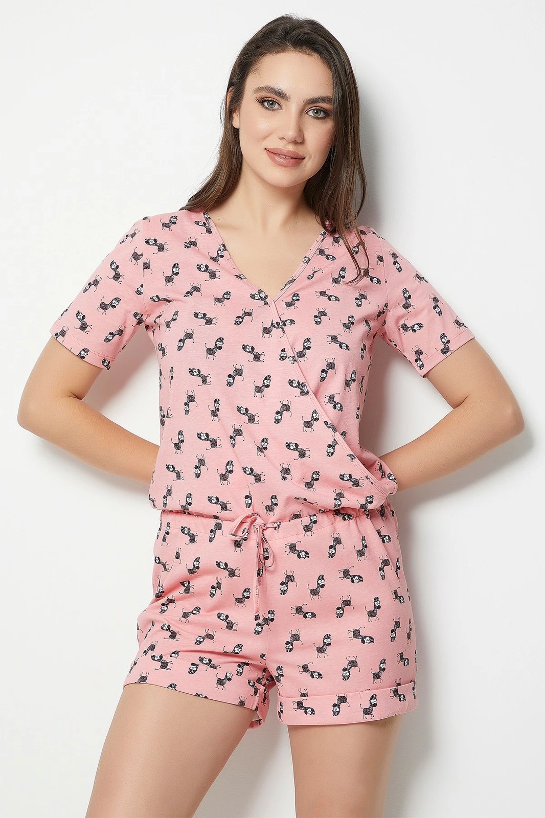 Set pizhamash për gra, Jumeon, salmon, 002-000216