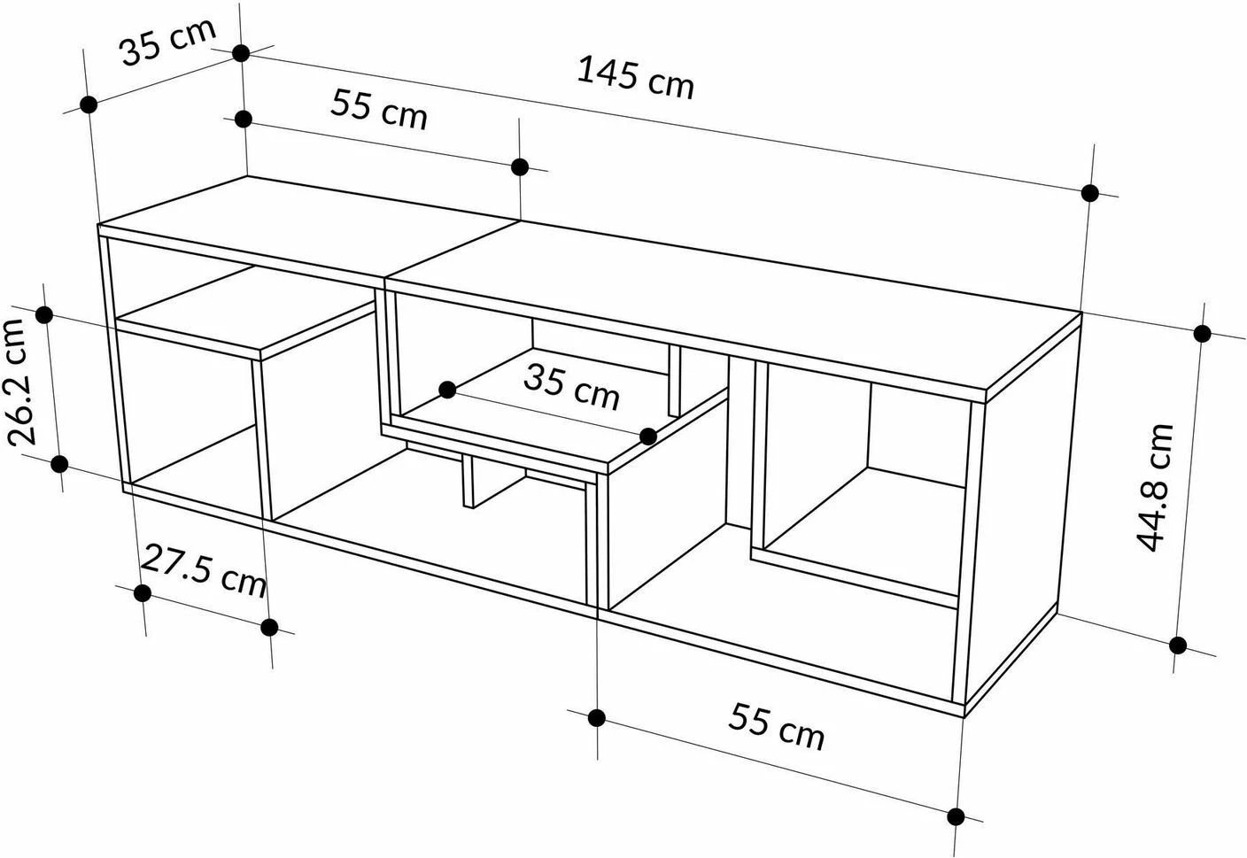 Komodë TV Skye Decor, ngjyrë Sapphire Oak dhe Cinnamon