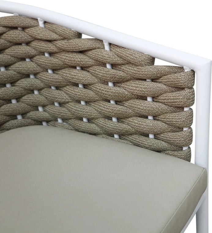 Karrige alumini Noevo e grumbullueshme me kornizë të bardhë-litar natyral 57x62x77cm