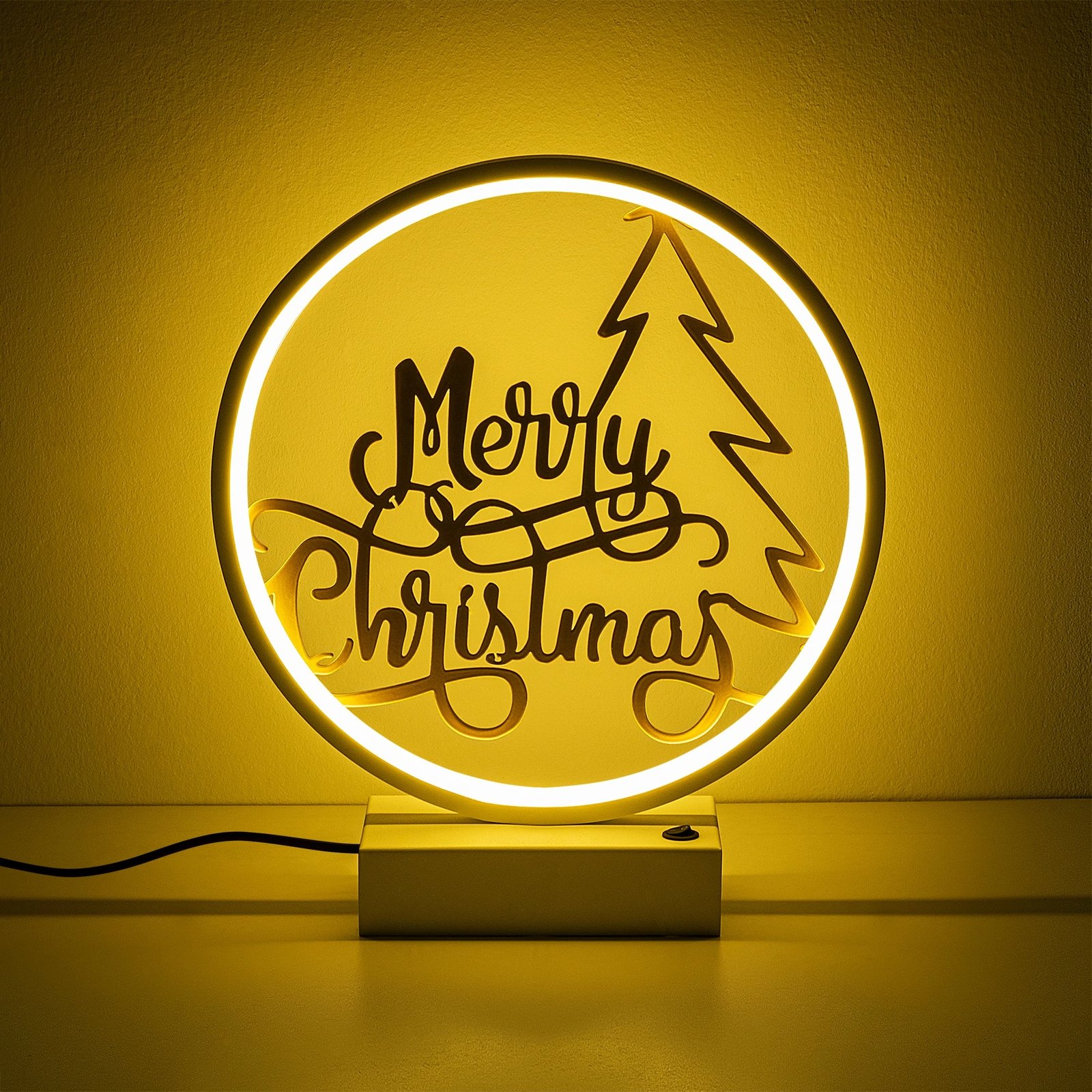 Llambë tavoline Opviq, model XMAS10, e bardhë dhe ari