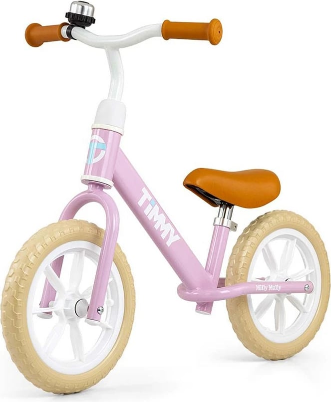 Bicikletë balancuese, Milly Mally, Timmy, 12" rrota EVA, ulëse e rregullueshme, 2-5 vjeç, rozë