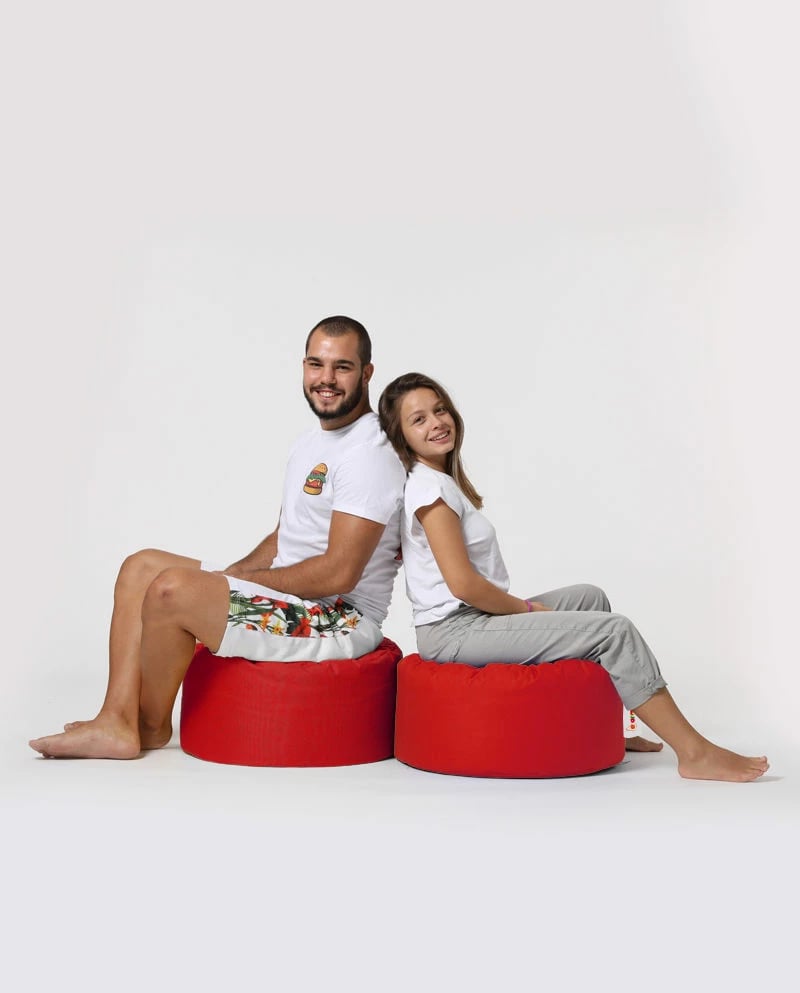 Puf kopshti i rrumbullakët, ngjyrë e kuqe, Atelier del Sofa