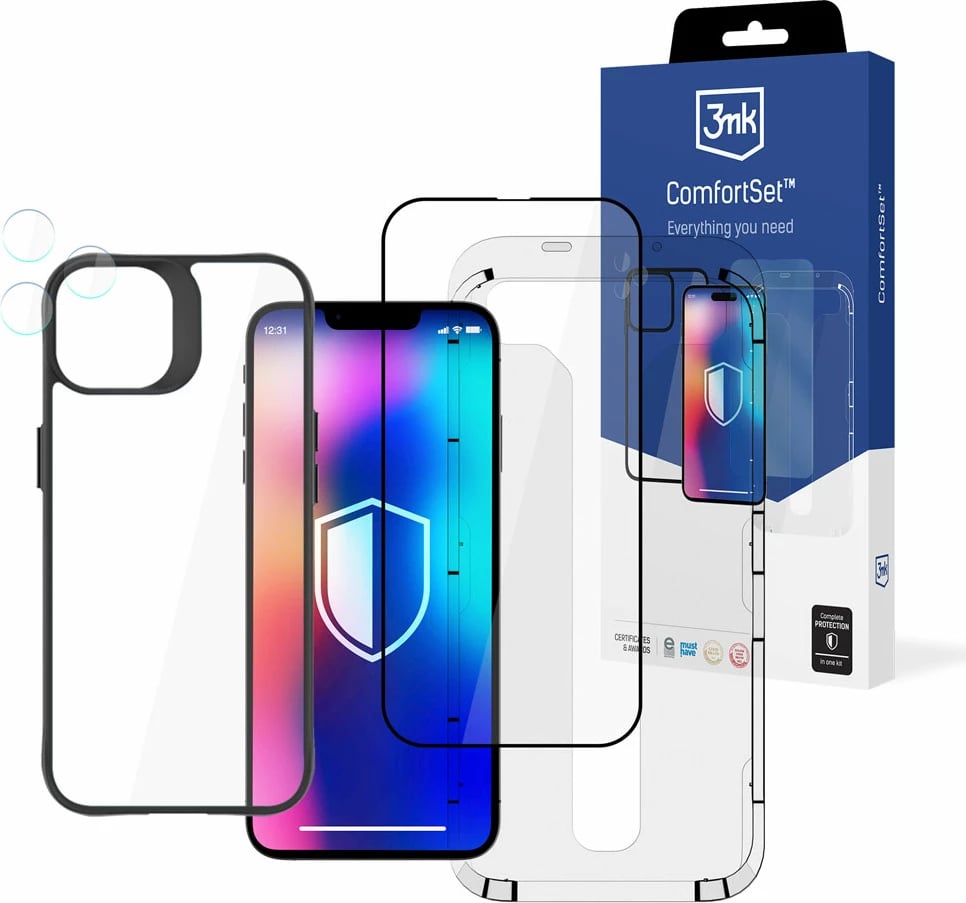 Mbështjellës 3mk Protection Comfort Set 4in1 për iPhone 13 Pro Max, i zi
