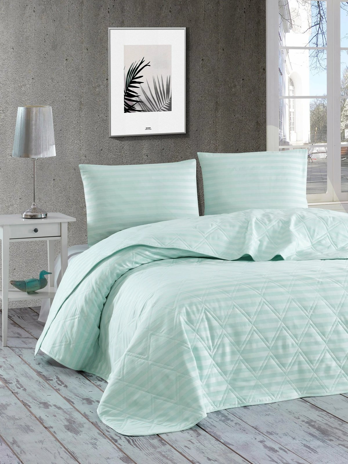 Jorgan dopio, ngjyrë mente, L'Essentiel Linge de Maison, Water Yollu Saten