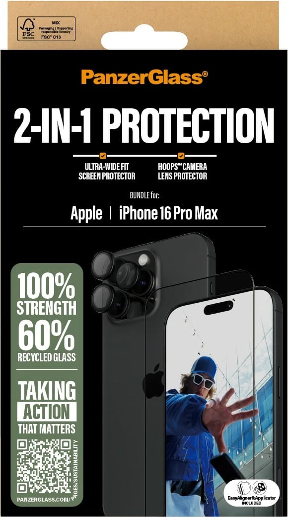Mbrojtës ekrani PanzerGlass për iPhone 16 Pro Max, transparent