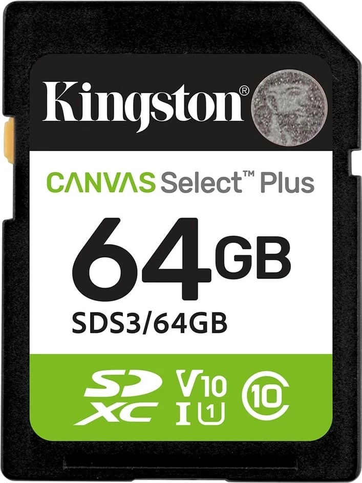 Kartelë memorie Kingston Canvas Select Plus Gen3 64GB SDXC, 100MB/s, Gjelbër Kartelë memorie Kingston Canvas Select Plus Gen3 64GB SDXC, 100MB/s, Gjelbër