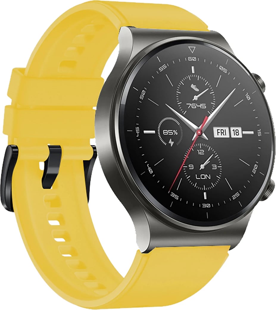 Rrip silikoni për orë Huawei Hurtel, për Watch GT 2/3/4/2 Pro/3 Pro/4 Pro/GT 2e 46mm, e verdhë