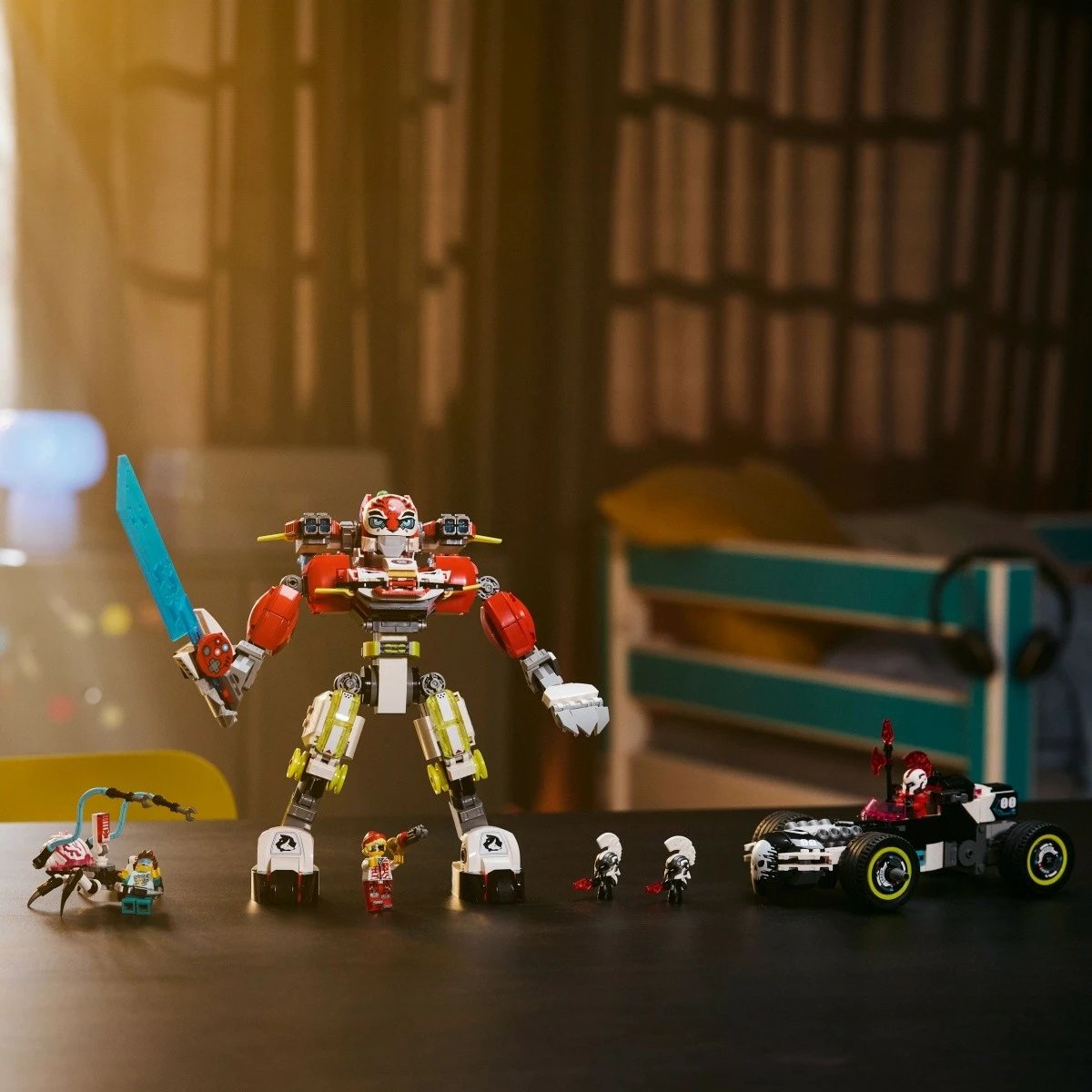 Set LEGO DREAMZzz Tiger Mech Cooper dhe Hot Rod Zero 71497, 1006 pjesë, plastikë, për fëmijë 9+ vjeç, ekstra i madh