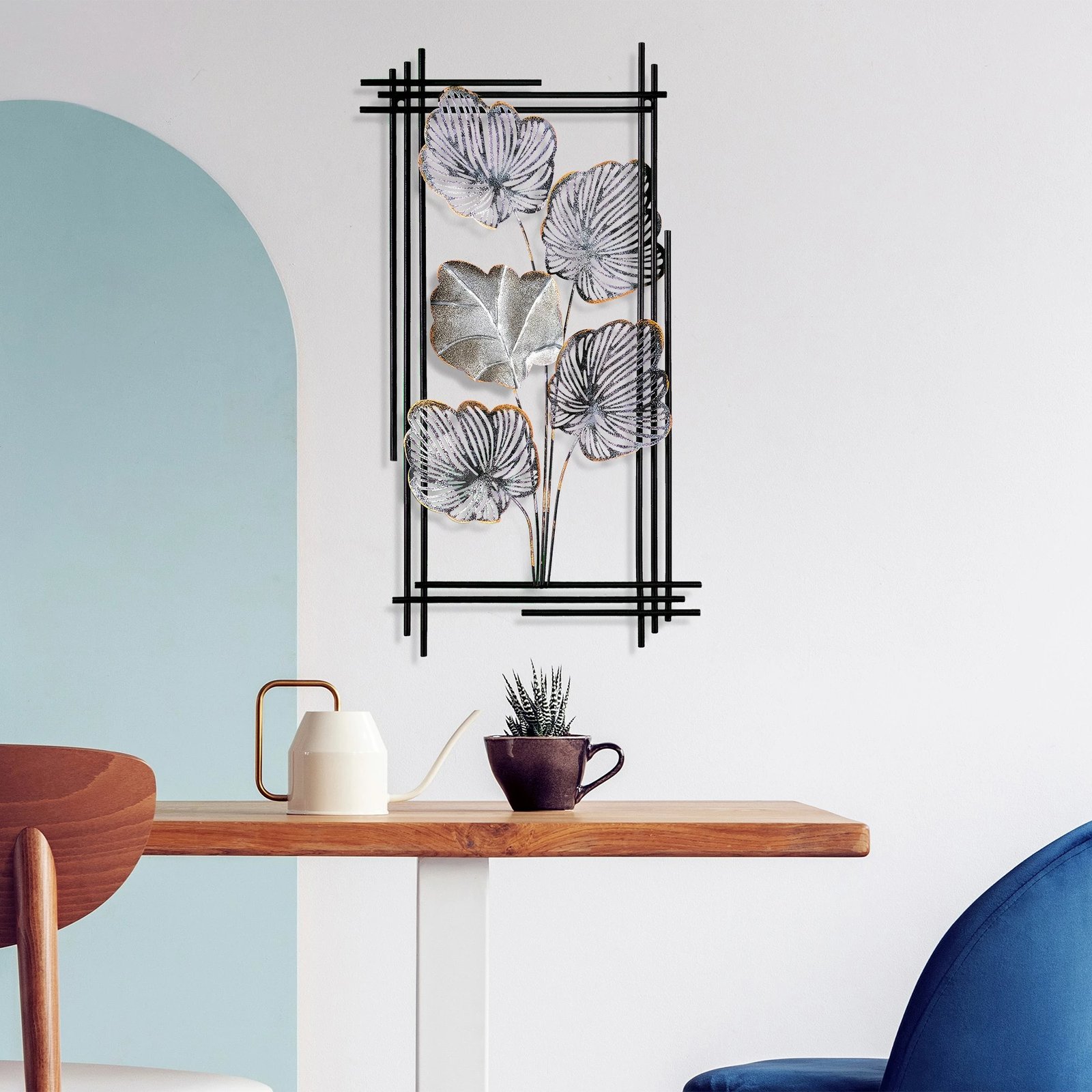 Aksesor dekorativ metalik për mur Wallity, Daiyu 2, shumëngjyrësh, 48x87x4cm