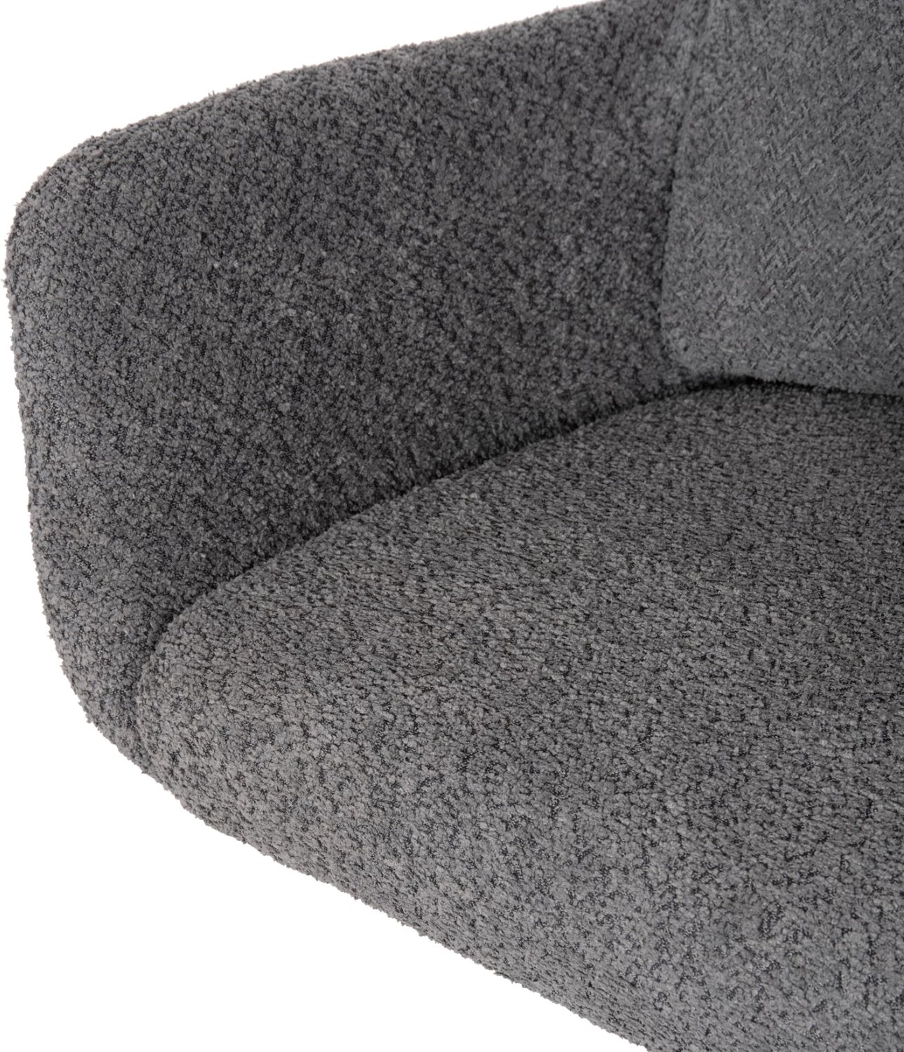 Karrige për ngrënie me rrotullim, pëlhurë boucle gri, këmbë metali, 62x60x90cm