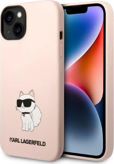 Mbështjellës Karl Lagerfeld KLHCP14MSNCHBCP për iPhone 14 Plus 6.7", silikon, rozë