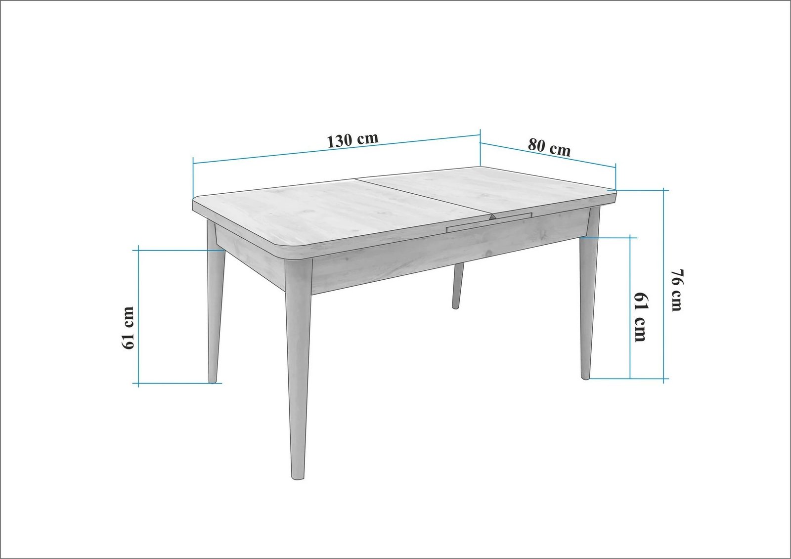 Set tavoline me karrige, konsolë, i zgjatshëm, 7 pjesë, Skye Decor, Vina 03 0701, ngjyrë Atlantic Pine, gri