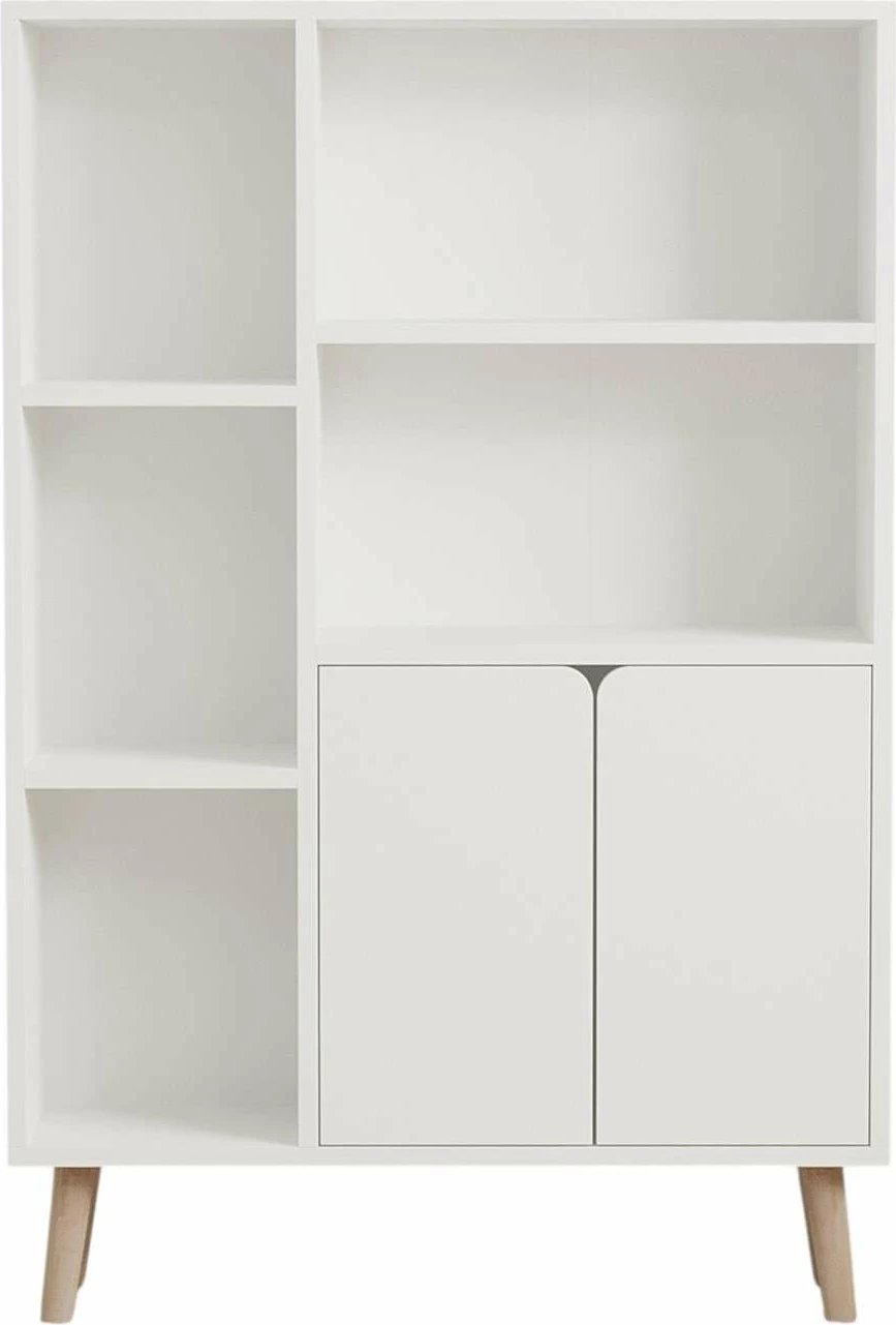 Raft librash Skye Decor, ngjyrë e bardhë, këmbë druri ahu