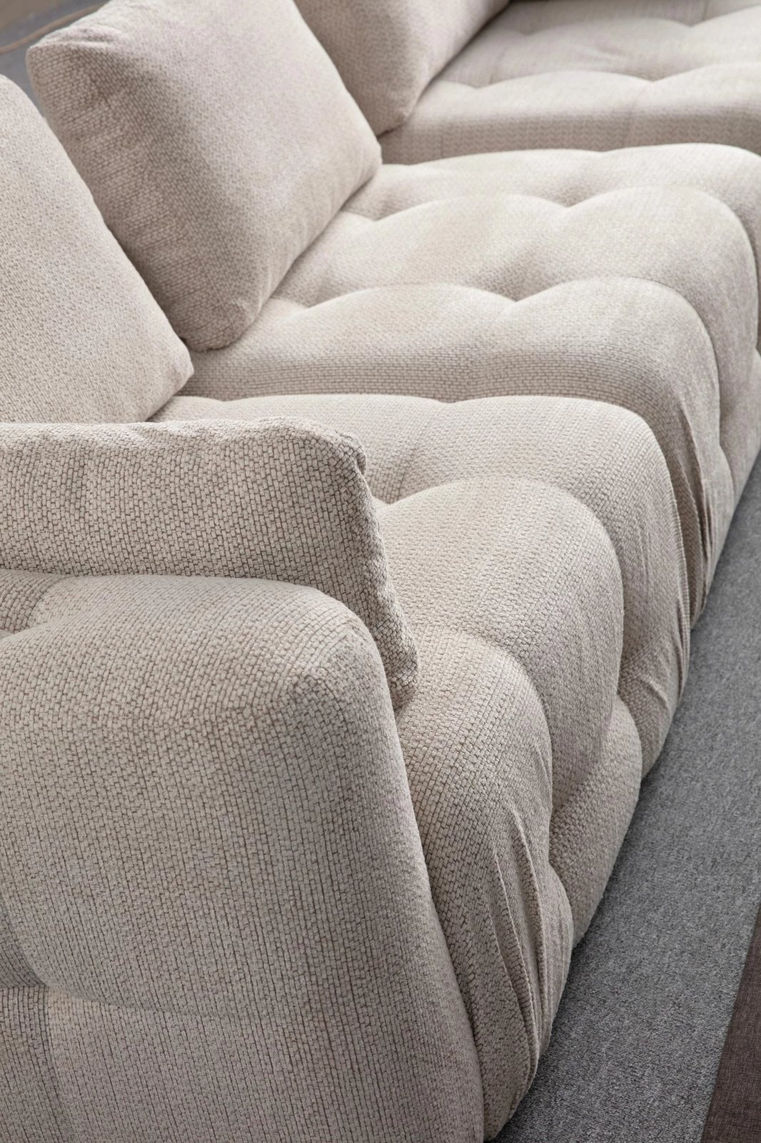 Këndare Amaris 3 vende me pouffe, bezhë