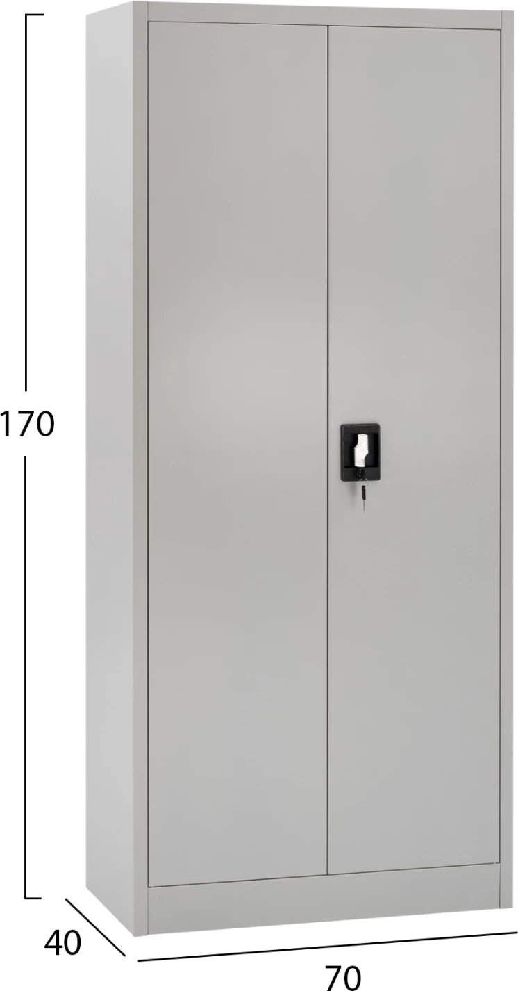 Dollap metalik dykanatësh, ngjyrë gri e çelët, HRONDA FH5749.21, me ndarës dhe çelës, 70x40x170cm