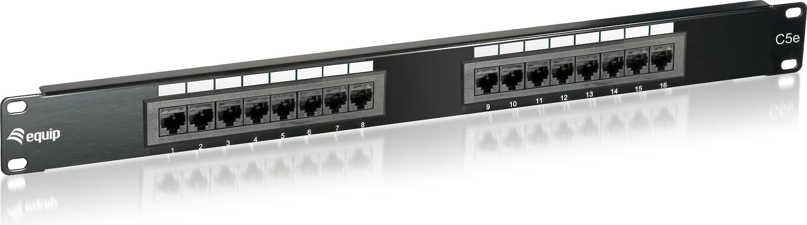 Patch panel Equip 16-port Cat5e, RJ-45, 1U, e zezë