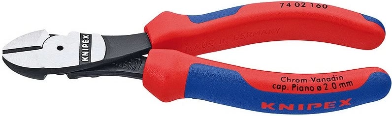 Pincë prerëse anësore Knipex 160mm, krom-vanadium, kuqe/blu