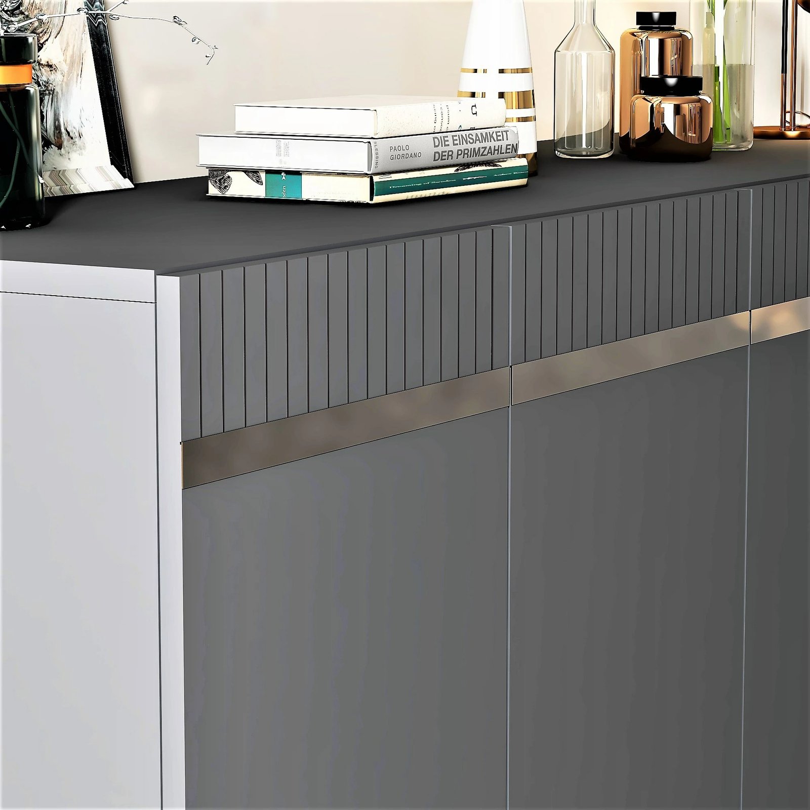 Konsolë Hanah Home, Defne, antracit, argjend