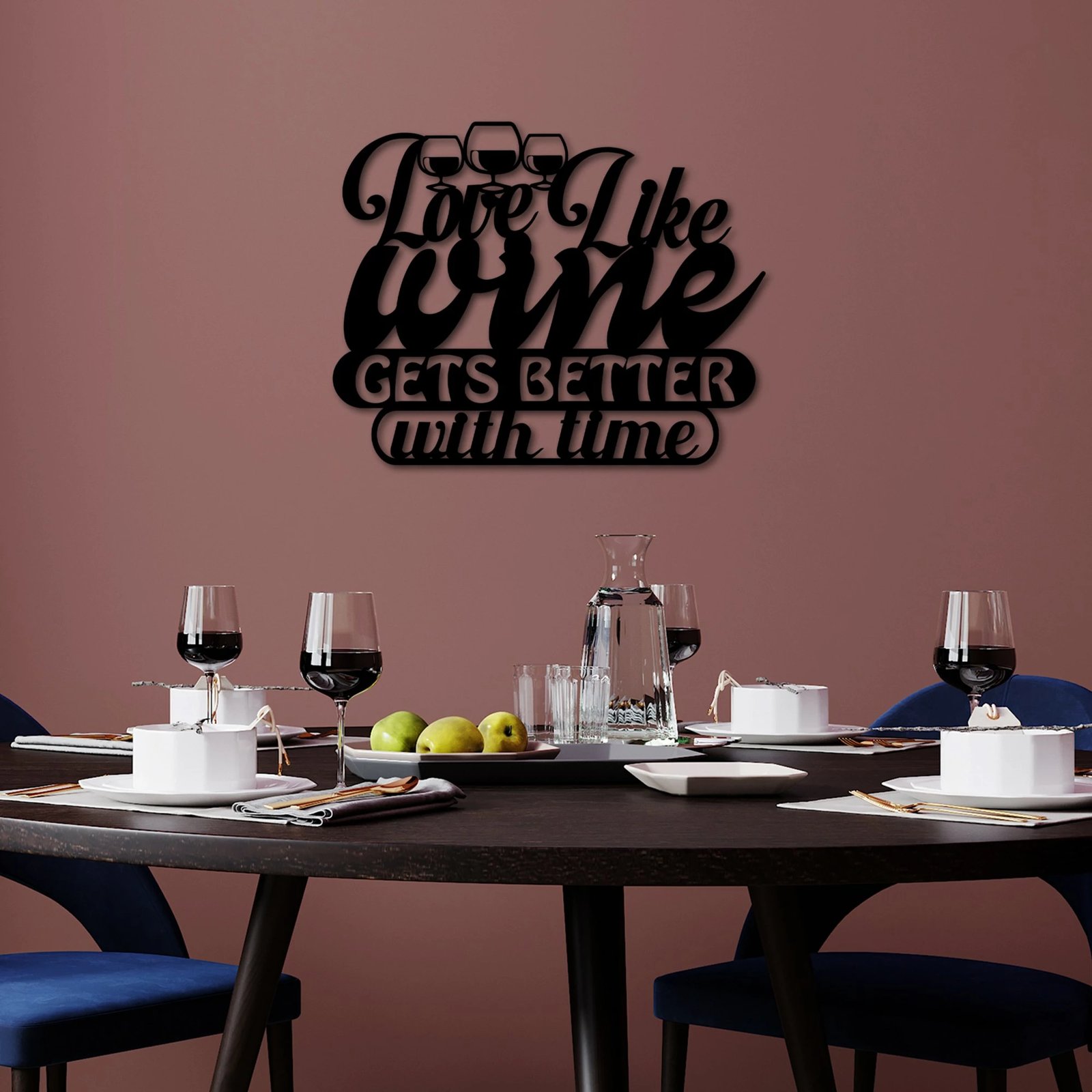 Aksesor dekorativ metalik për mur, Wallity, Wine Better