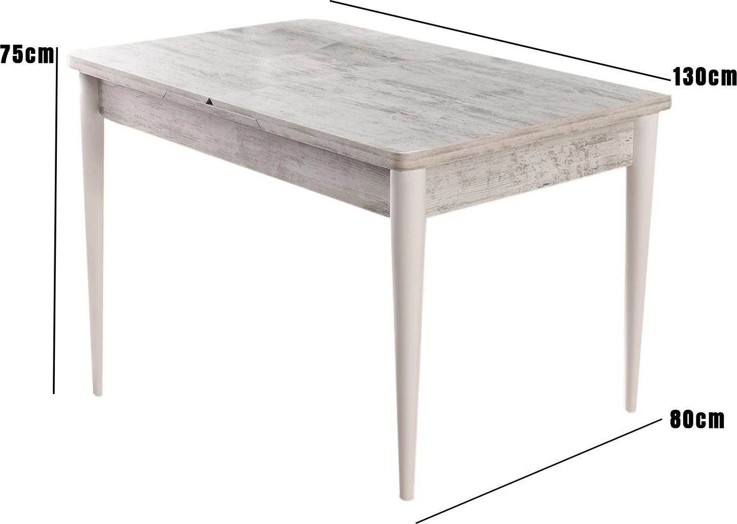 Tavolinë ngrënieje e zgjatshme, ngjyrë e bardhë, Skye Decor, Ahşap Kelebek - 1233