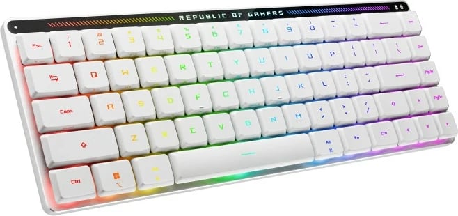 Tastierë gaming ASUS ROG Falchion RX Low Profile, 65%, RGB, Wired & Wireless, QWERTZ, e bardhë