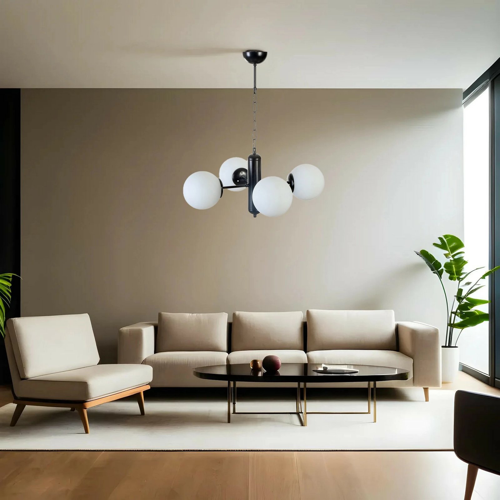 Llambë tavani Opviq, 8784-4, trup metalik, ngjyrë e zezë dhe e bardhë, 45x70cm