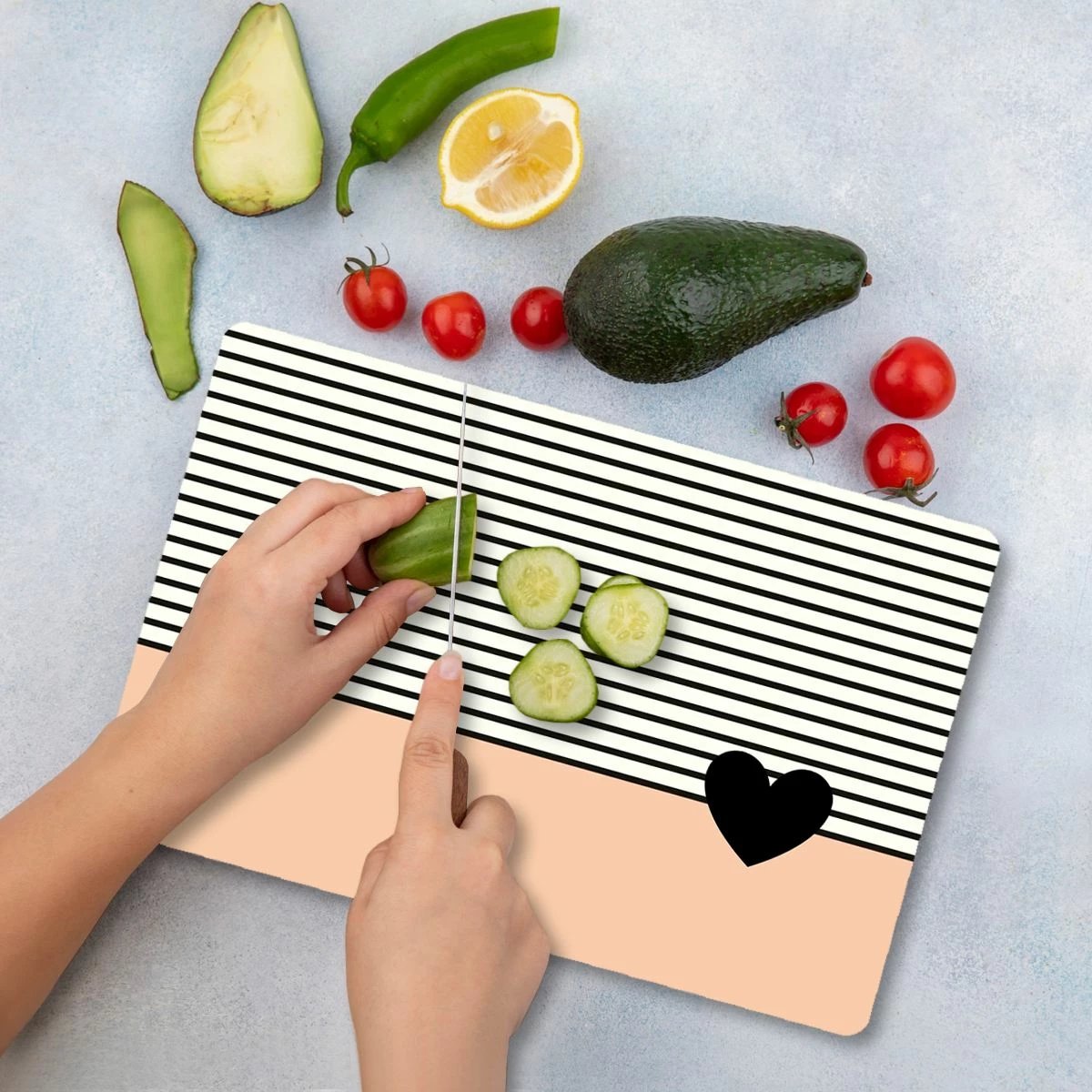 Dërrasë prerëse Hermia, qelq i temperuar, shumëngjyrëshe, 30x40cm, Ckt46-3040