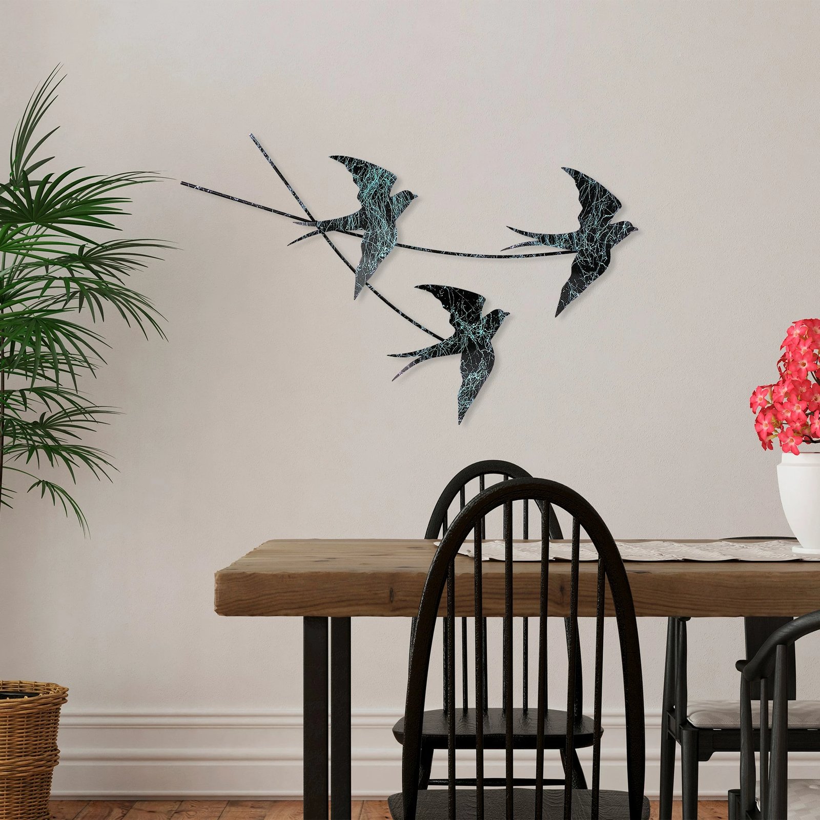 Aksesor dekorativ metalik për mur, Wallity, Wallow 3, shumëngjyrësh, 42x70cm