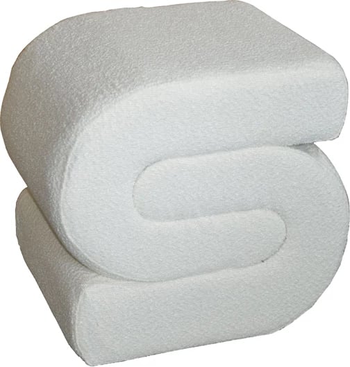 Karrige për bar Escargot, material bouclé, ngjyrë e bardhë, 48x42x44cm