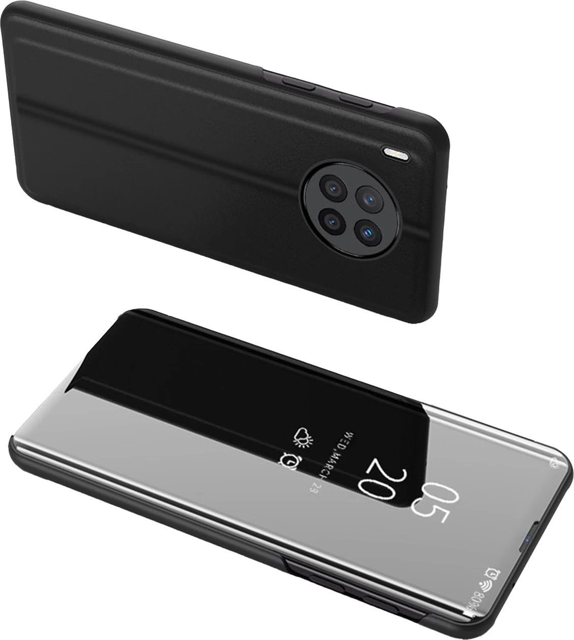 Mbështjellës Hurtel Clear View Case për Huawei nova 8i, me kapak, e zezë