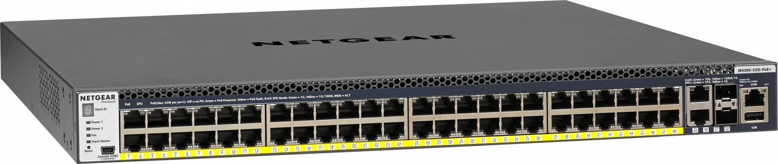 Switch NETGEAR M4300-52G-PoE+ 550W, Managed, Gigabit Ethernet, Rack 1U